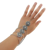 pendant chain bracelet bohemian flower multi layer tassel finger hand carving link bracelet women evening dress jewelry