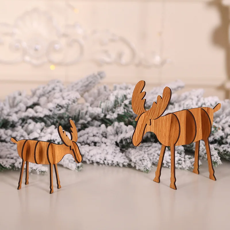 Новинка рождественские деревянные украшения для стола с оленями из дерева лося