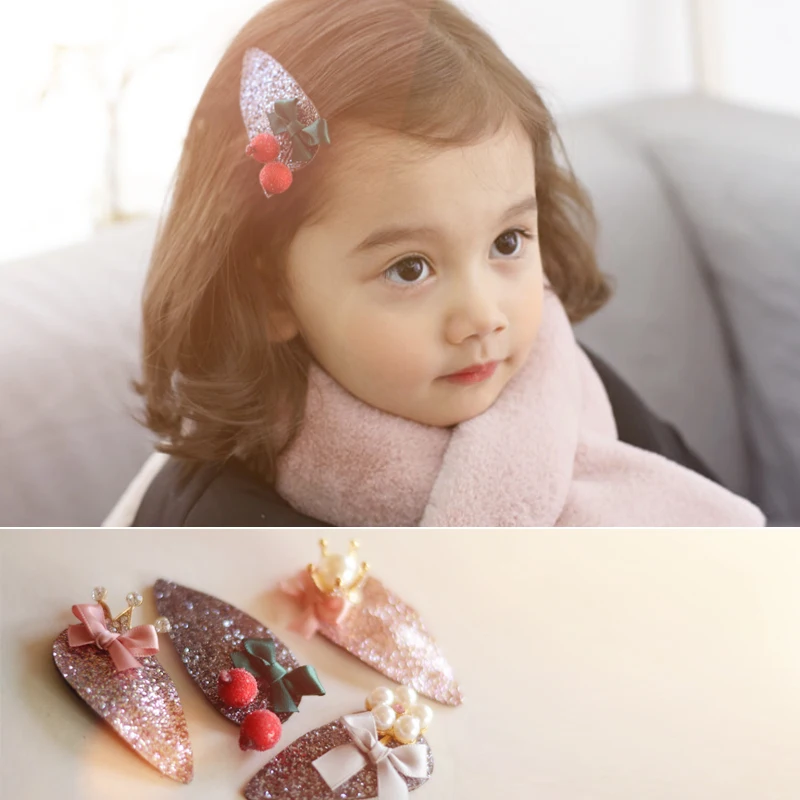 

2019 New Girls Cute Waterdrop Rectangle Shiny Hairpins Children Lovely Hair Clips Barrettes Headband Kids Hair Accessories