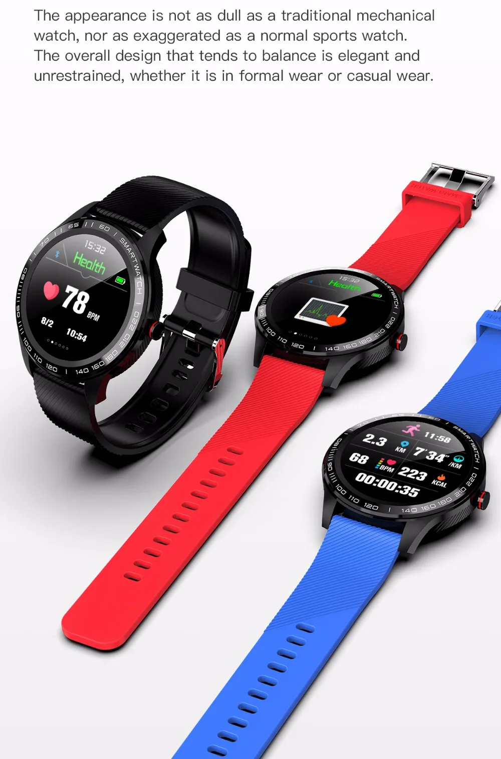 L9 ЭКГ Смарт часы для мужчин Полный Круглый мультисенсорный Smartwatch ip68водонепроницаемый спортивные часы для мужчин Bluetooth напоминание/Музыка
