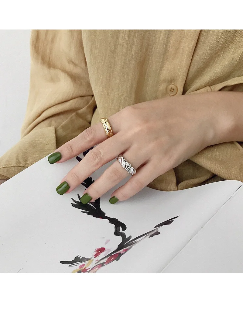 

Real 925 Sterling Silver Geometry Irregular Ring For Fashion Women Party Cute Fine Jewelry Minimalist Accessories Gift