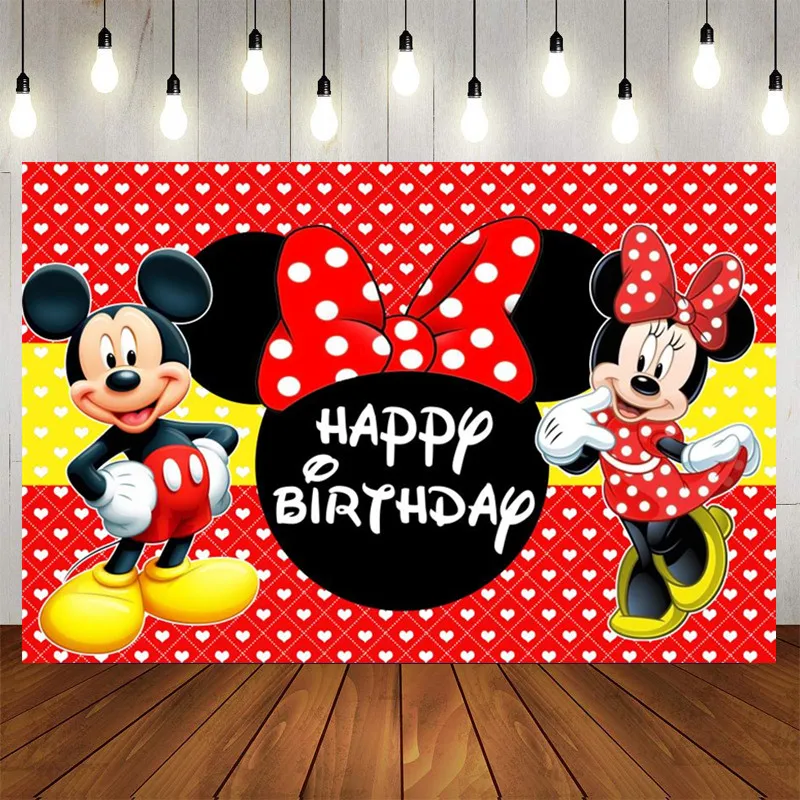 120x80cm Minnie Mickey Mouse Photography Background Vinyl Cloth Photo Shooting Backdrop for Kid Baby Birthday Party Studio |