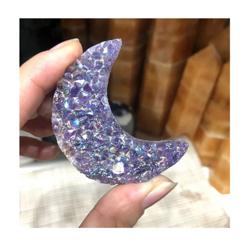 

Natural Aura Amethyst Cluster Moon Crystal Healing Stones For Sale