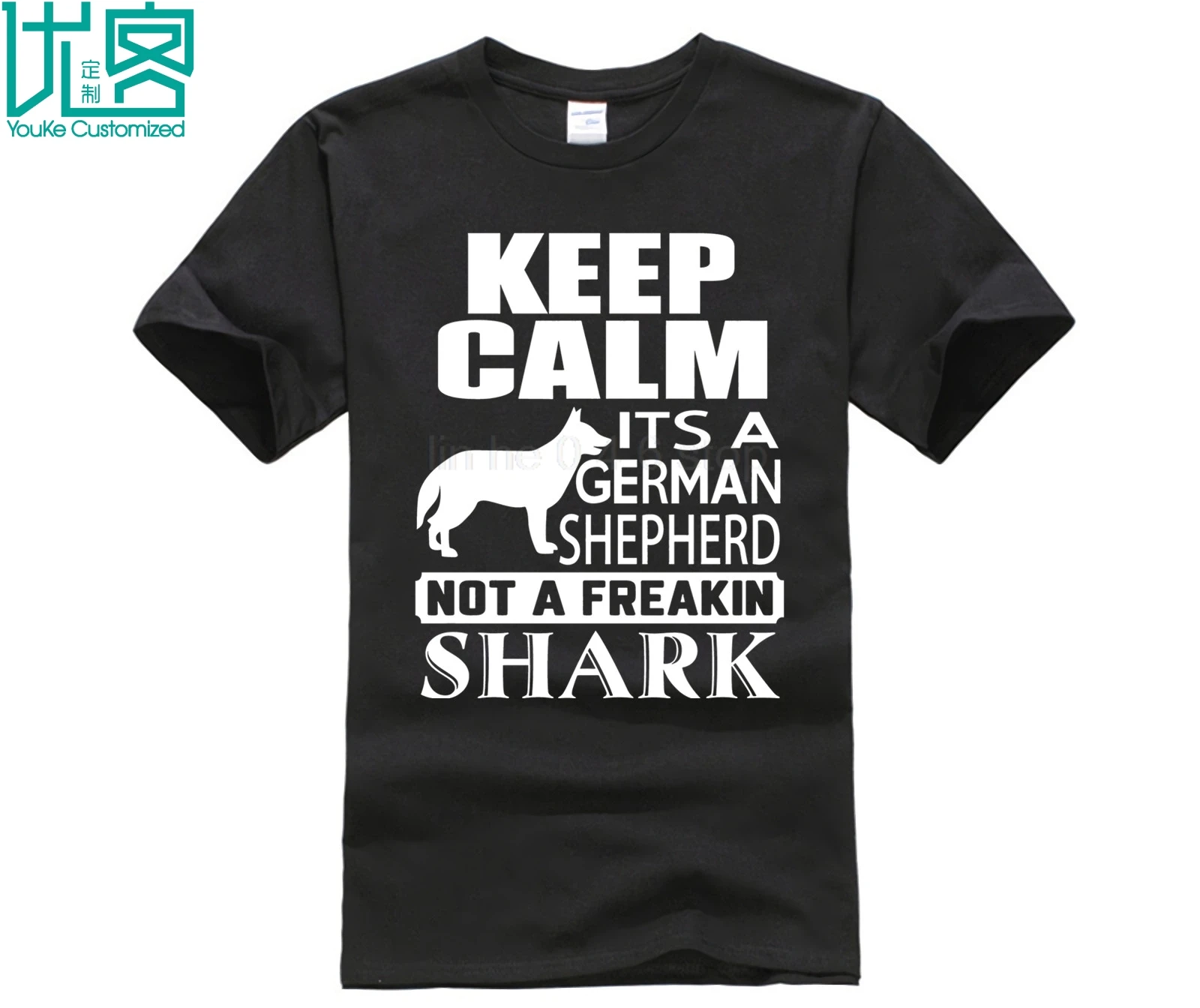 Dog KEEP CALM it A GERMAN SHEPHERD NOT FREAKIN SHARK мужская футболка с коротким рукавом|Мужские