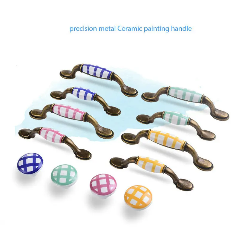 

HQ Zinc Alloy Ceramic Advanced Cupboard Closet Cabinet Handle Knob Furniture Handle Knob Drawer Locker Pull Free Screws 4 Colors