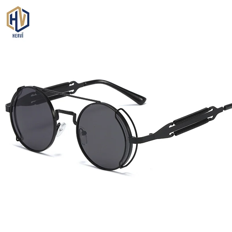 

Male Female General Sunglasses Personality Steam Punk Metal Double Spring Temple Silica Gel Nose Pads Double Beam