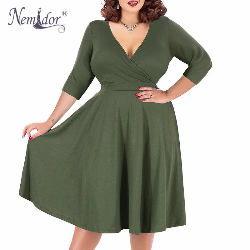 Платье Nemidor женское с коротким рукавом и треугольным вырезом|swing dress|a-line dressdress plus |