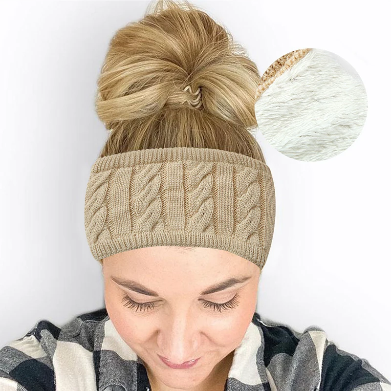 

Winter Velvet Knitting Woolen Headband Thicken Twist Crochet Elastic Hair Bands Wide Head Wrap Plus Ear Warmer Hair Accessories
