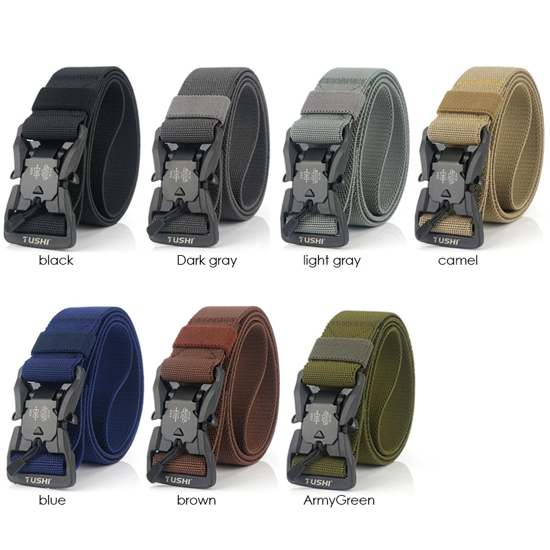 Ремень HSSEE мужской тактический натуральный эластичный прочный пояс из