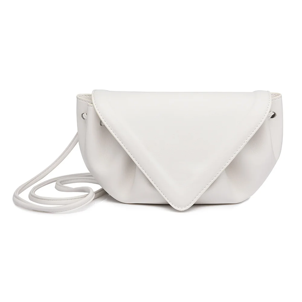 

Luxury Leather Flap Bag for Women Triangle Cover Bag Cute Small Clutch Leather Purses White Female Wedding Party Pouch 2021 New