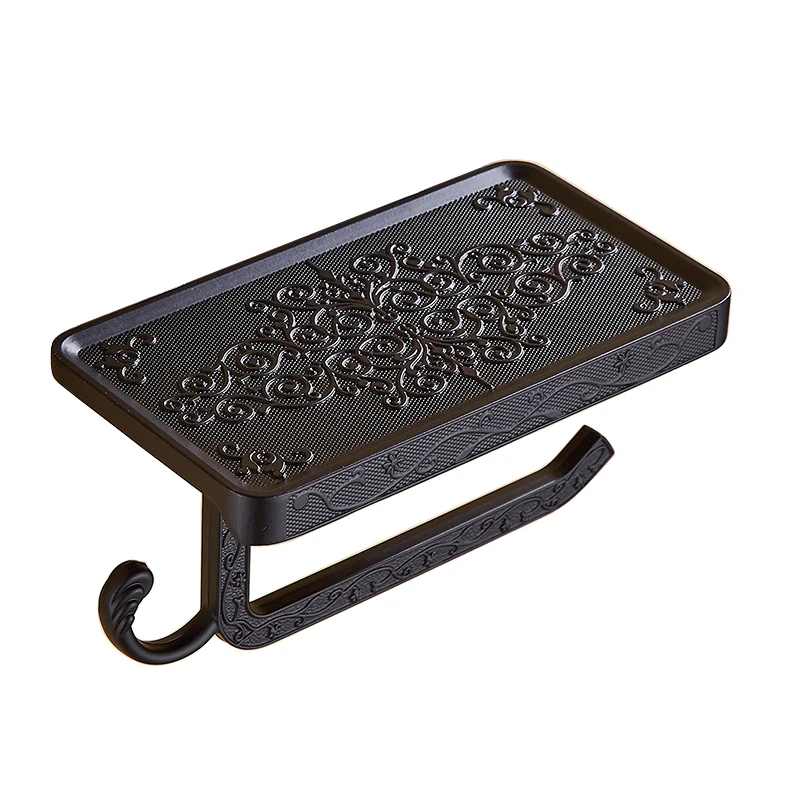 

Antique Carved Zinc Alloy Bathroom Paper Mobile Phone Holder Wall Mount Hanging Toilet Roll Paper Holder Towel Rack Phone Shelf
