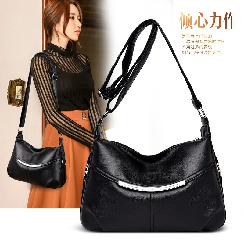 

Mother Bag New Versatile Women's Shoulder Bag Pu Soft Leather Travel Shopping Messenger Bag