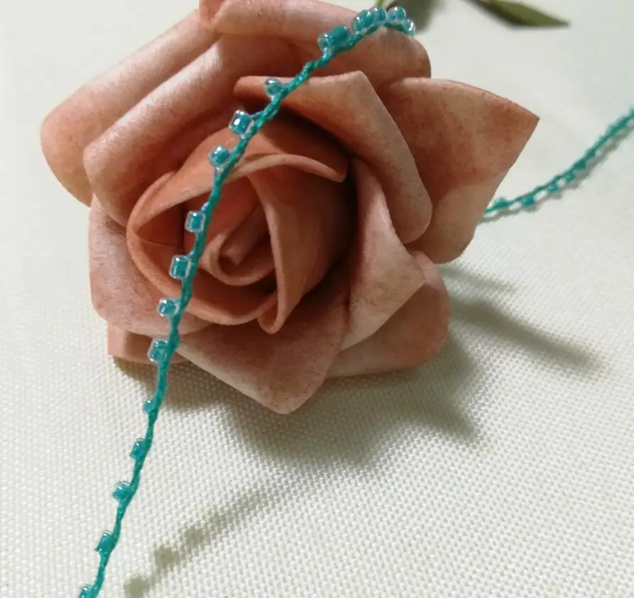 Золотая кружевная отделка бисером синяя зеленая блестящая оранжевая черная