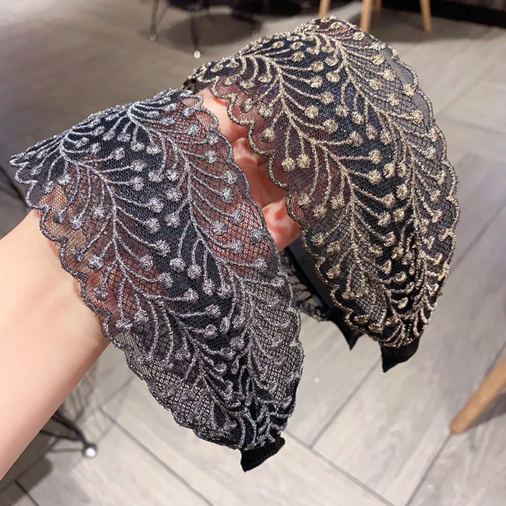 

1 шт., элегантный кружевной тюрбан в Корейском стиле, с цветами, листьями и звездами, очаровательный винтажный Регулируемый нескользящий гол...