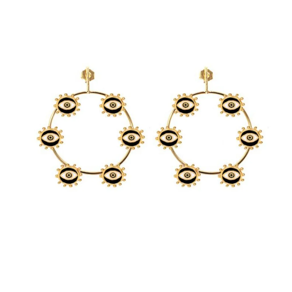 Новинка 2019 очаровательные Подвесные серьги золотого цвета с большой петлей и