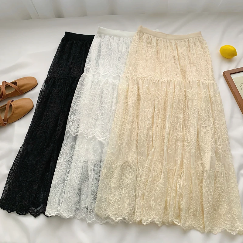Fitaylor New Spring Summer Women Sweet Lace Hollow Out High Waist Long Skirts Casual Female Apricot A-line Gauze Skirts
Fitaylor New Spring Summer Women Sweet Lace Hollow Out High Waist Long Skirts Casual Female Apricot A-line Gauze Skirts