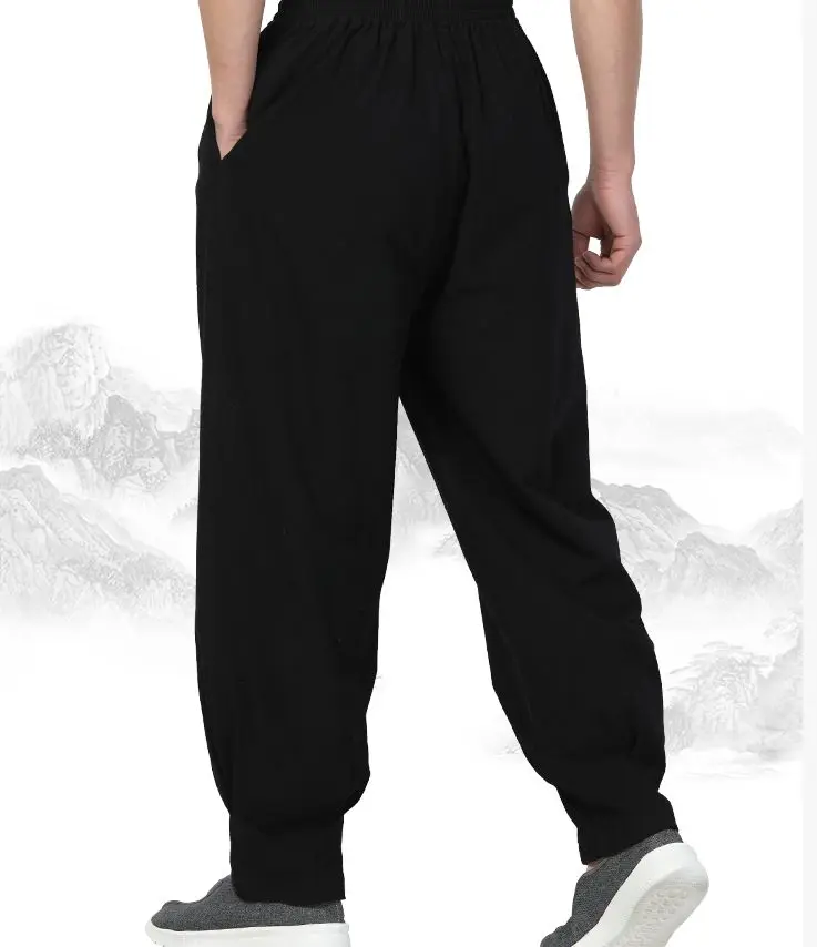 Лето и весна 100% хлопок буддизм дзен брюки Будда леи медитация шаолин монах Кунг