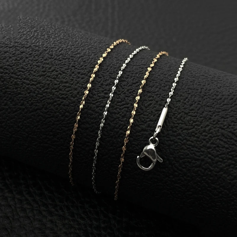 

High Quality New Style Width 1.2mm Tiny Chain Necklace Women 316L Stainless Steel Necklace for Pendant Jewelry 45cm 50cm 55cm