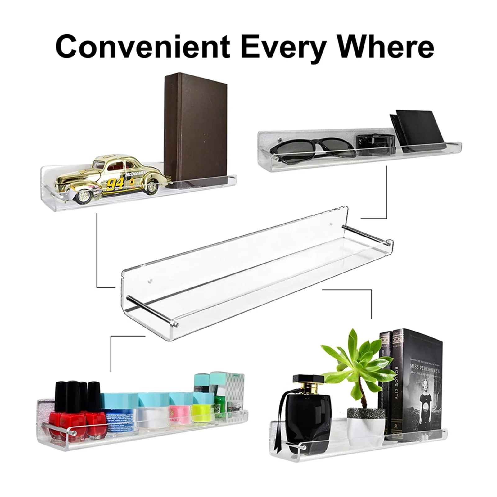 2 шт. акриловые плавающие полки прозрачная ванная настенная полка Офисная