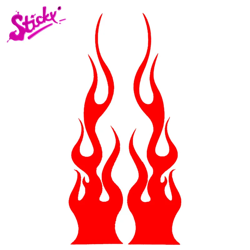 

STICKY 2pcs Flame Decals For Helmets Motorcycles Skateboard Tablet Hard Hat Laptop Trunk Guitar Car Sticker Decal Decor