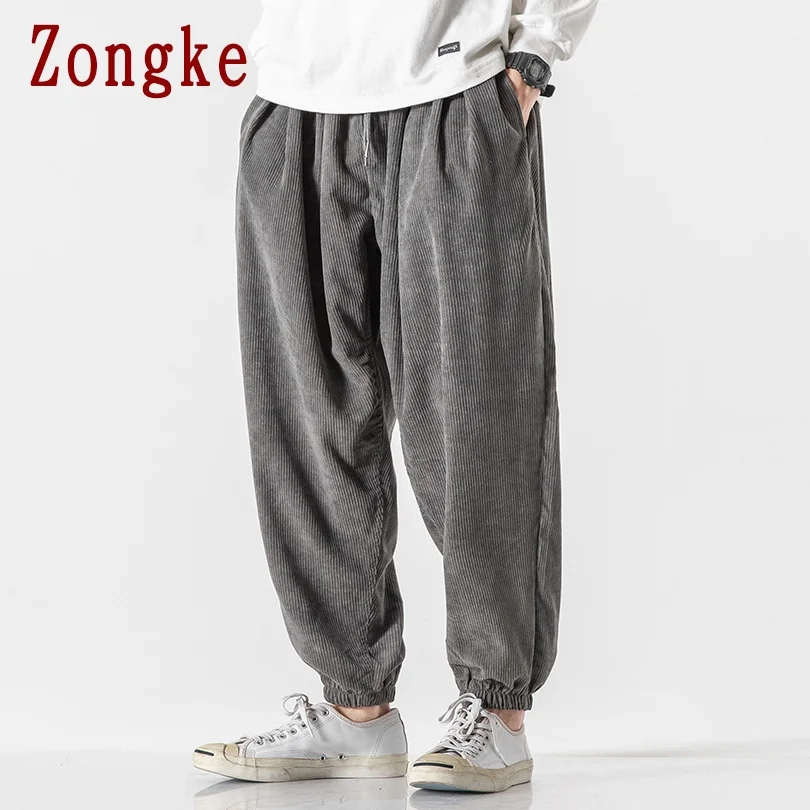 

Zongke Corduroy Harem Pants Mens Clothing Joggers Mens Pants Japanese Streetwear Trousers Hip Hop Sweatpants Men 5XL 2021