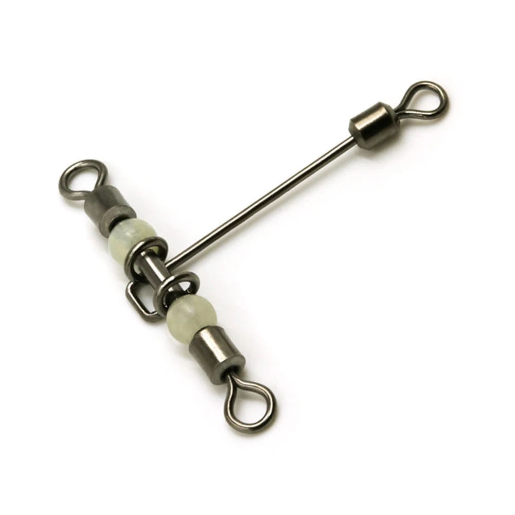 New 10Pcs Rolling Fishing Swivel With Pearl Beads 3 Way Luminous T-shape Cross-line Connector Carp Accessories | Спорт и развлечения