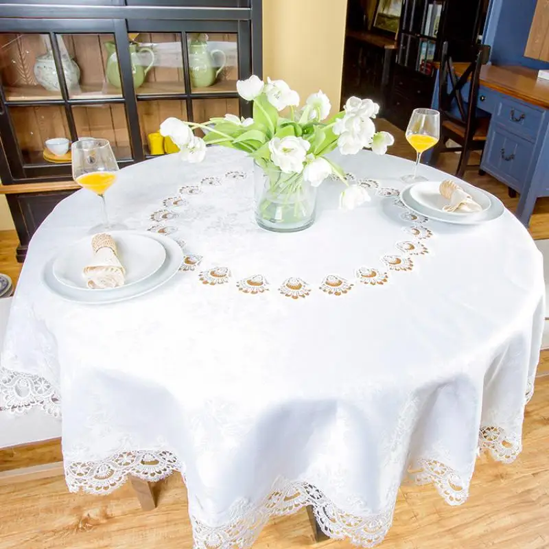 Скатерть кружевная прямоугольная для стола белая Водонепроницаемая скатерть на