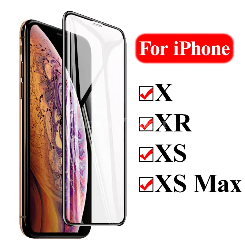 2 шт. Защитное стекло для iPhone X XR XS MAX закаленное Защита экрана apple aphone sx rx xmax