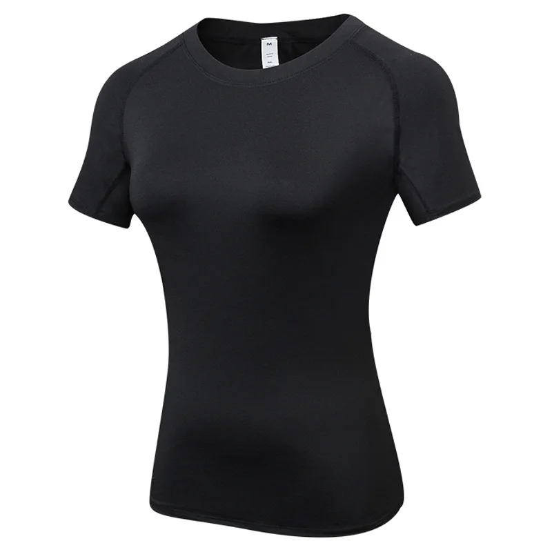 Ladies outdoor PRO fitness exercise fitness training running sweat quick dry yoga short sleeve T-shirt tight stretch clothing