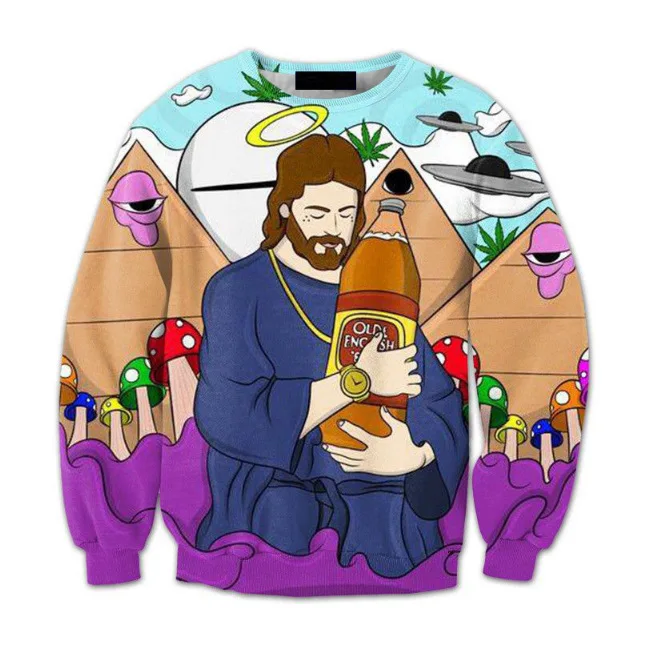 

CNUUIKOOEK Sweatshirts Boutique Men's 3D Cartoon God Printed Hoodie Long Sleeve Pullover Popular Brand Men's Hoodies