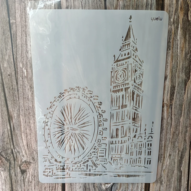 

A4 Size DIY Craft Big Ben Stencil for Painting on Wood,Fabric,Walls Art Scrapbooking Stamping Album Embossing Paper Cards