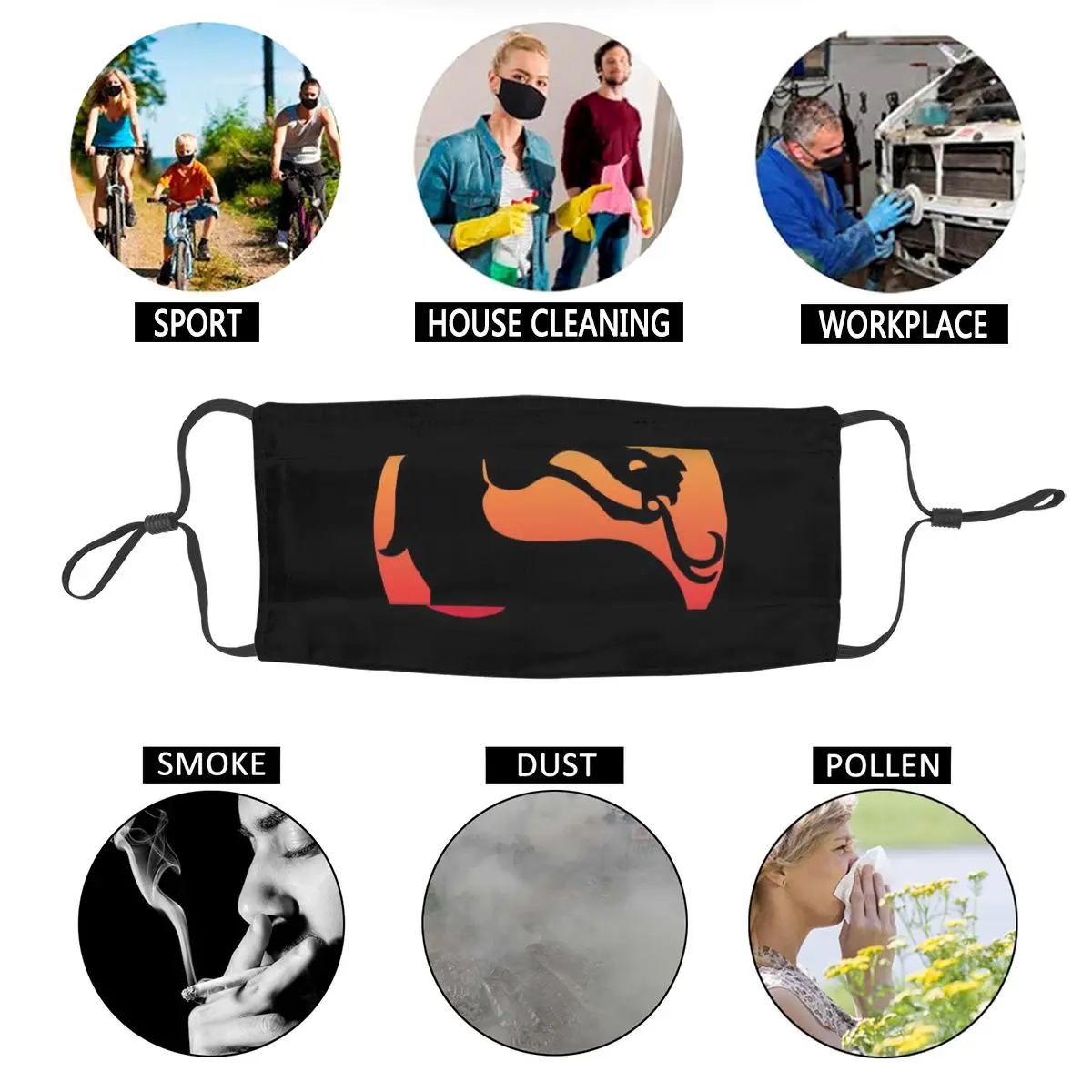 

Classic Mortal Kombat Logo Non-Disposable Mouth Face Mask Anti Haze Dustproof Mask Protection Mask Respirator Mouth Muffle