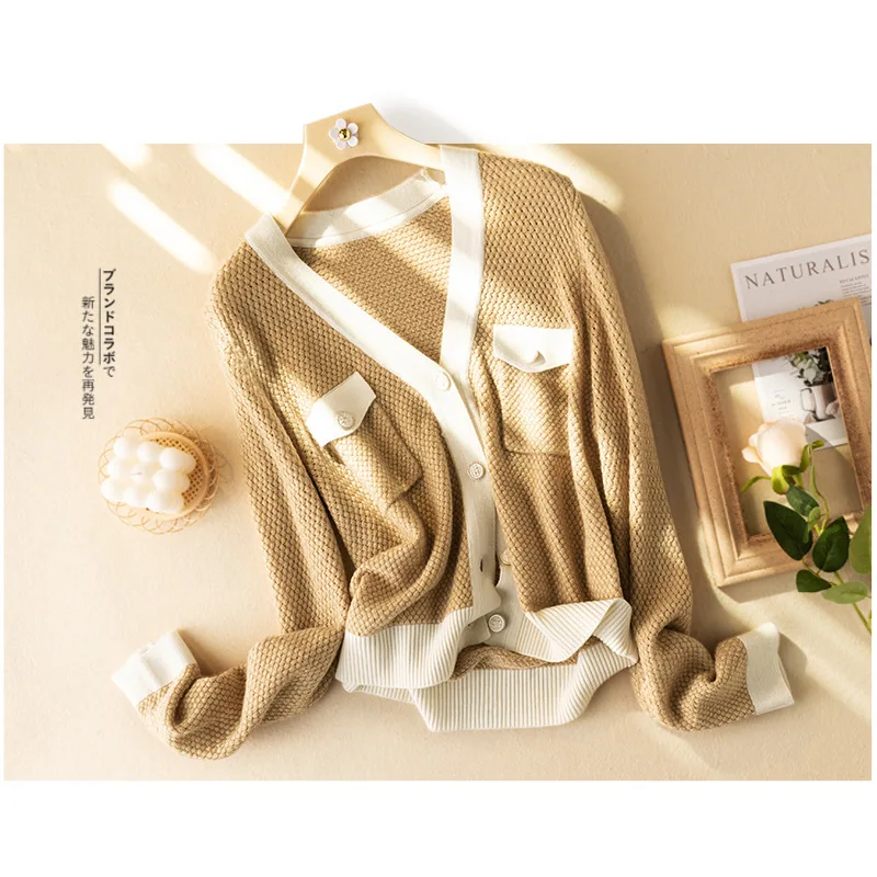 

Shuchan 90.8% Wool Knit Sweater Cardigan Autumn Winter New 2021 V-Neck England Style Single Breasted Thick Fashion Tops