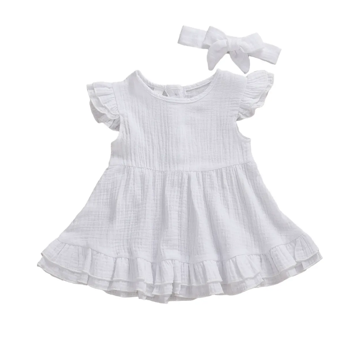 Платье детское летнее хлопковое с оборками и рукавами фонариками|Платья| |