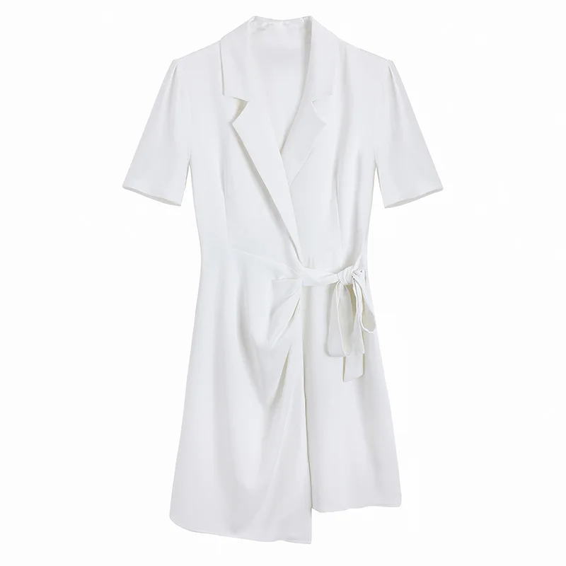 

2021 novo estilo temperamento deusa fanfa primeiro amor cintura para baixo magro pequeno terno branco vestido menina