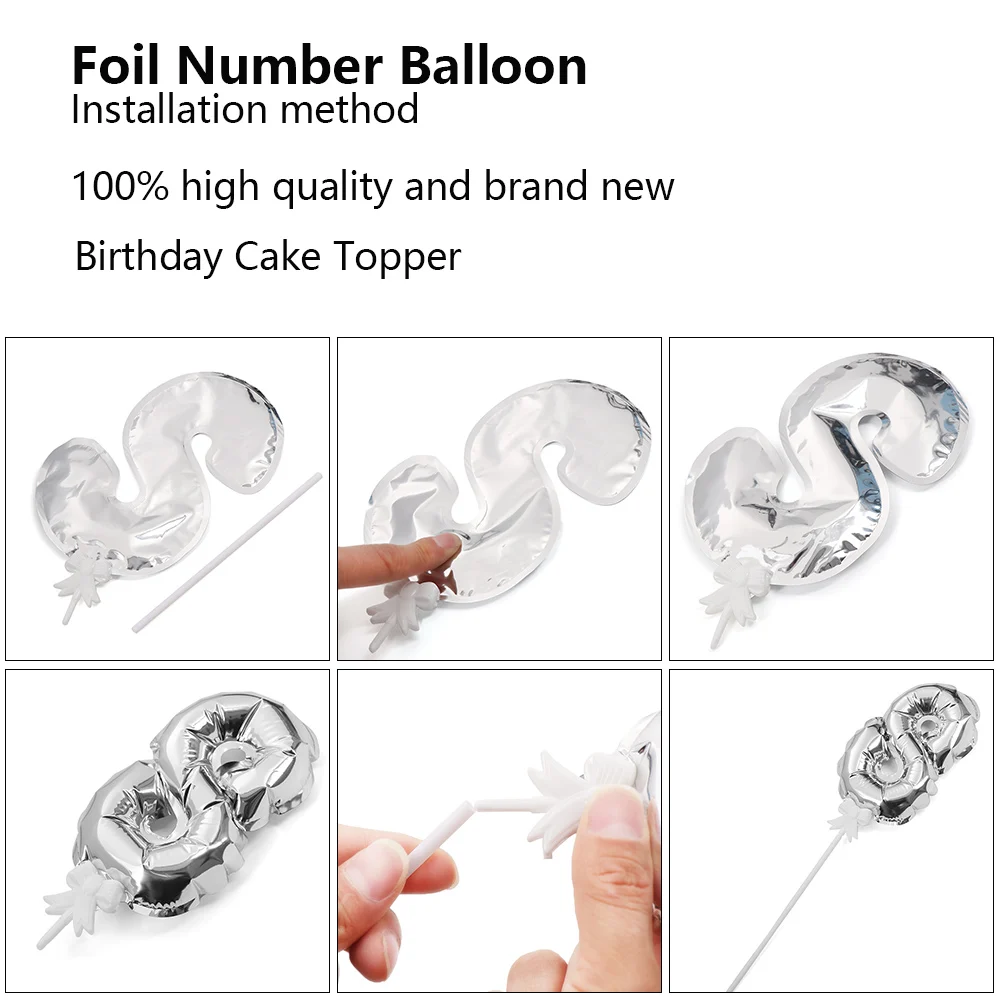 0-9 5-дюймовые золотые серебряные фольгированные шары с цифрами топпер для торта