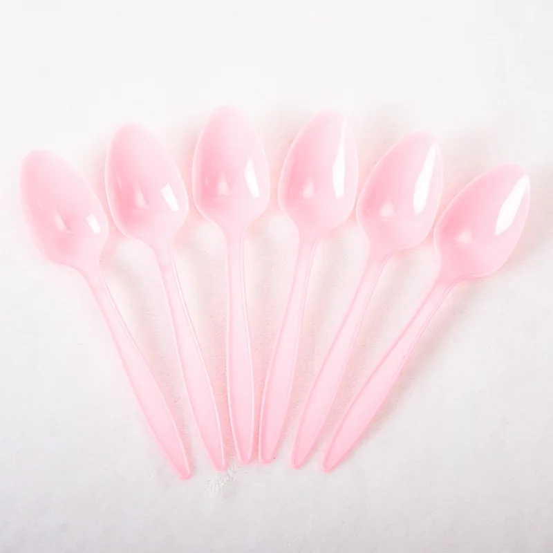 girl spoons Первый зуб Фея день рождения синий мальчик розовый девочка украшение посуда бумажные чашки тарелки Беби Шауэр детский принадлежности - Color: girl spoons