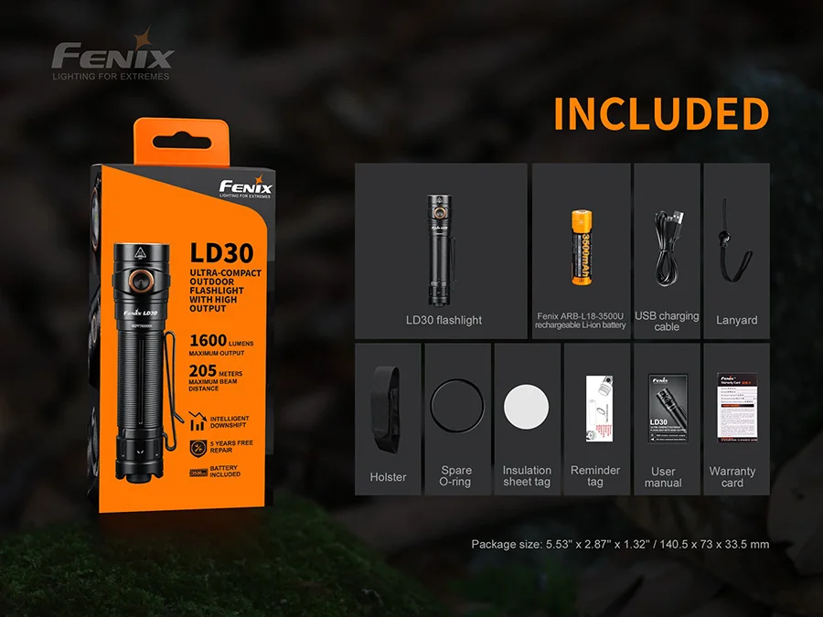 Новый Fenix LD30 1600 люмен CREE светодиодный тактический фонарь 18650 фонарик с ARB L18 3500U литий ионная аккумуляторная