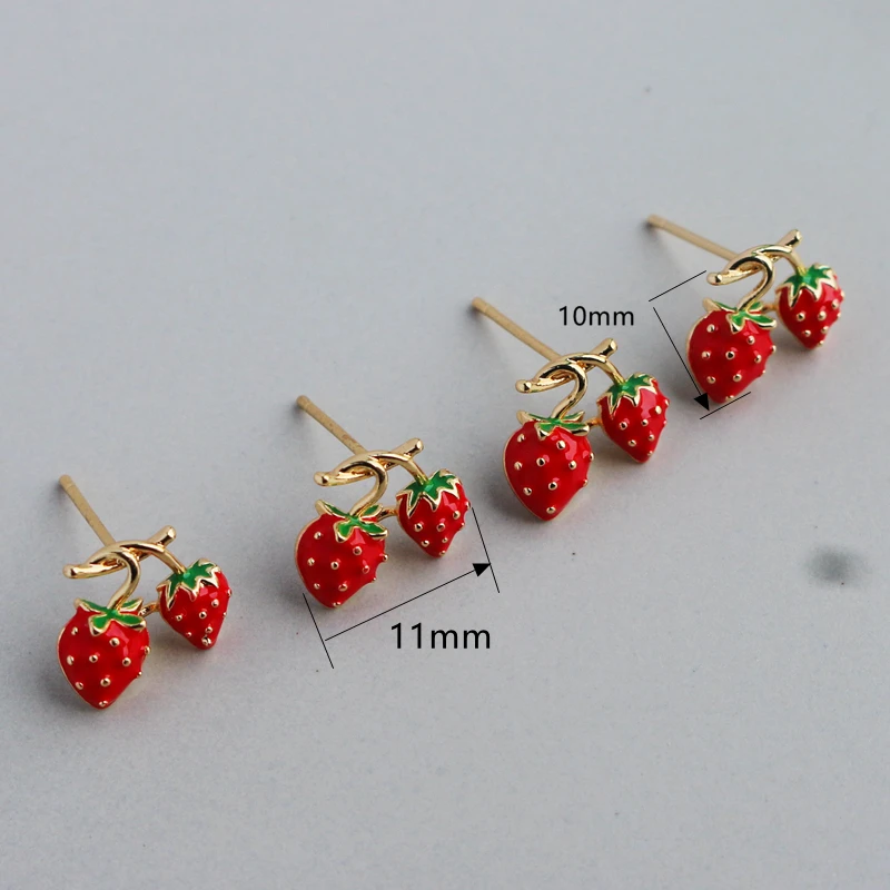 Женские серьги-гвоздики с двойной клубничкой ювелирные изделия для женщин и