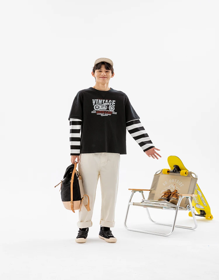 Футболка мужская из двух предметов мешковатая брендовая уличная одежда