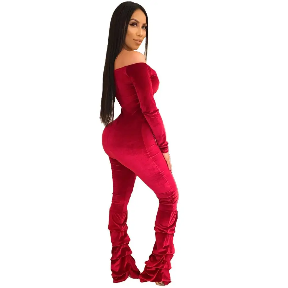 Зимний бархатный комбинезон женский элегантный с длинным рукавом для новечерние