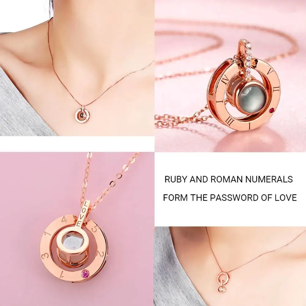 Розовое золото серебро письмо ожерелье 100 языков я люблю тебя s подвески для