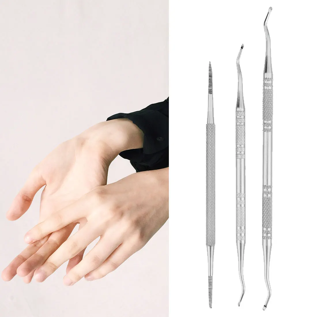 New 3 pcs Double Ended Ingrown Toenail Correction Lifter File Nail Foot Care Hook Manicure Pedicure Toenails Clean Tool | Красота и