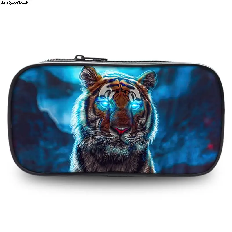 Чехол для карандаша большой емкости с рисунком животного чехол тигром школьные
