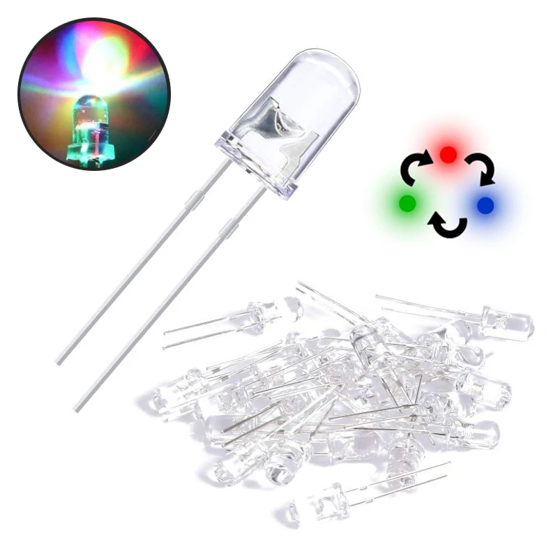 F5 5 мм 100 шт./1000 шт./лот быстрая/медленная RGB Вспышка красный зеленый синий Радужный