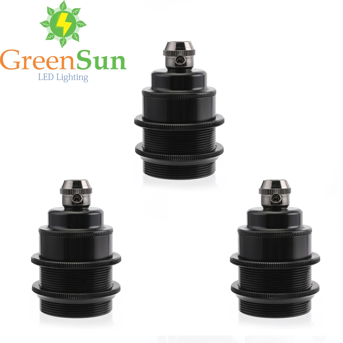 GreenSun 3 шт. жемчужная черная лампа цоколь E27/E26 винтажная розетка Эдисона держатель