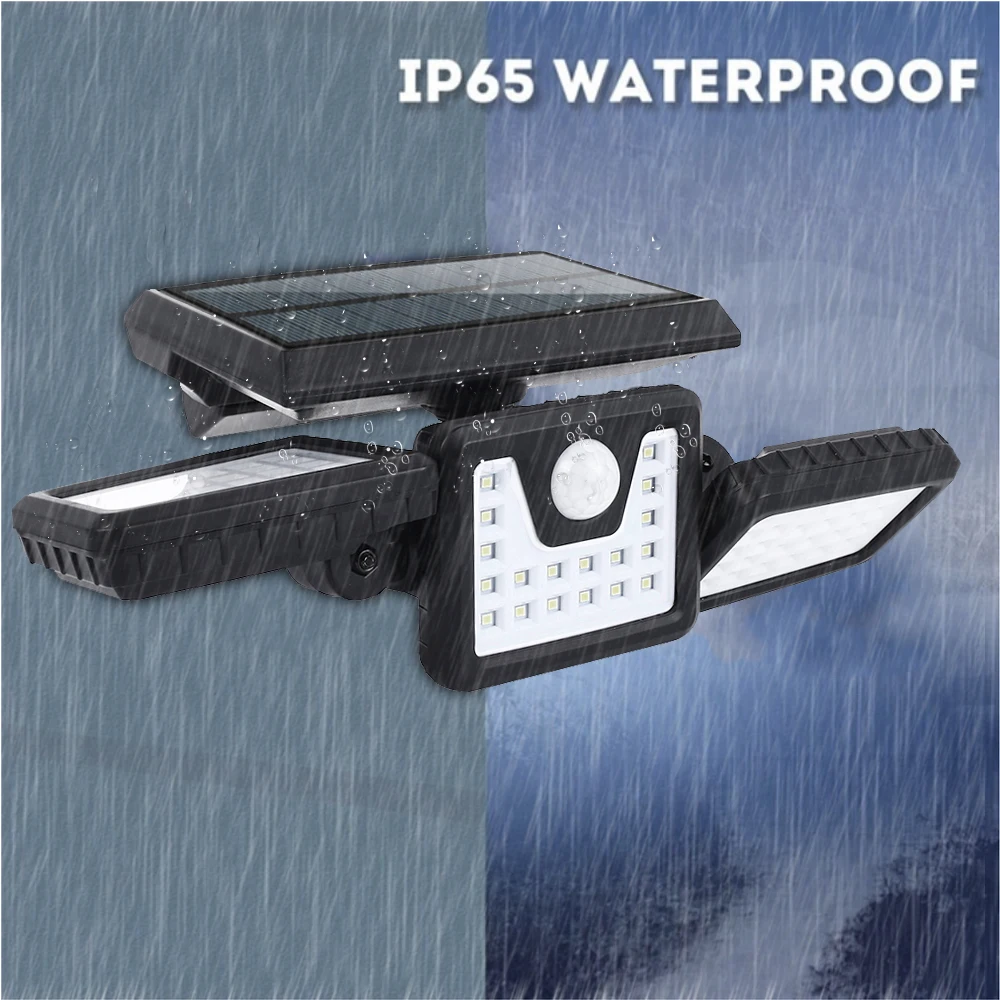 

Wall Lamp 3 Heads Rotatable Waterproof Outdoor Spotlight Foldable Solar Powered Motion Sensor Energy Saving Flood Light Durable