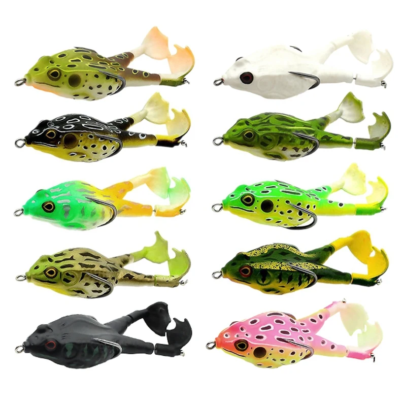 

10Pcs Double Propellers Frogs Soft Bait Soft Silicone Fishing Lures Floating Weedless Baits Kit