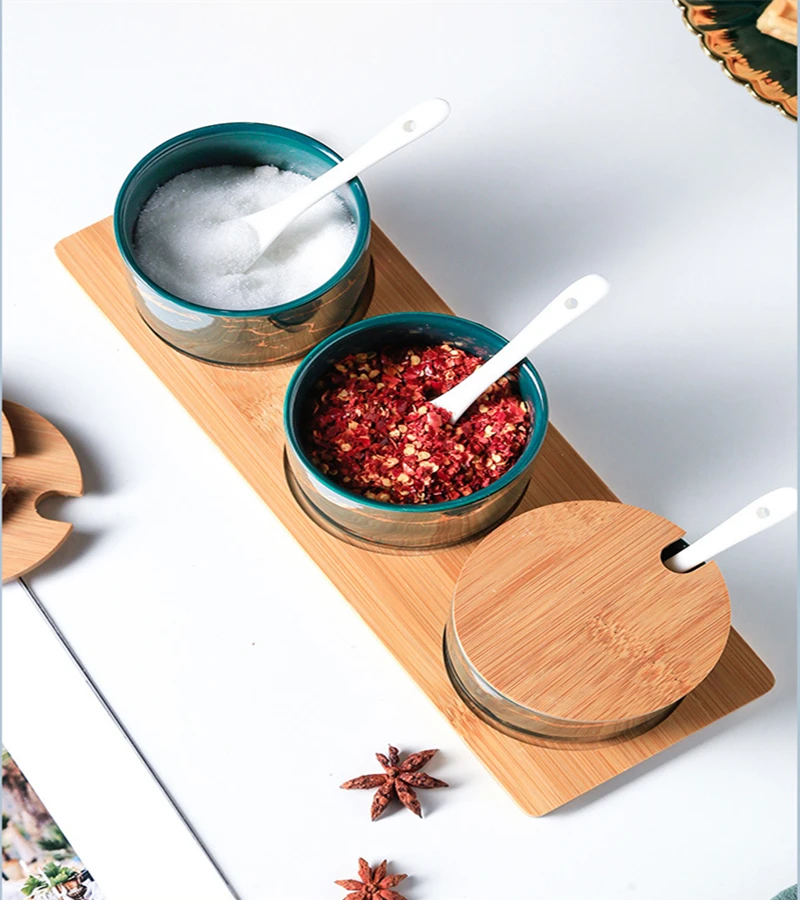 

Kitchen Organization And Containers Ceramic Seasoning Jar Set With Spoon Marble Kitchen Seasoning Can Cooking Accessories