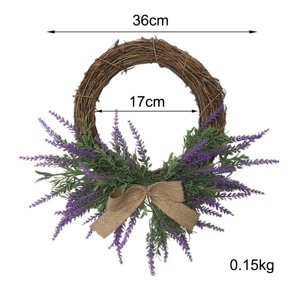 Искусственный венок лаванды ручной работы из ротанга круг цветы гирлянды